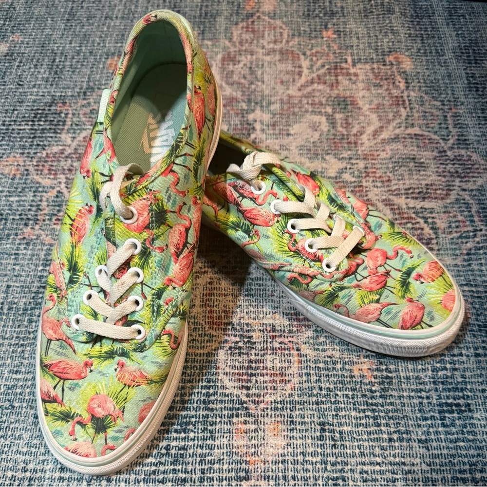 Vans Women's Tropical Flamingo Sneakers - Green and Pink